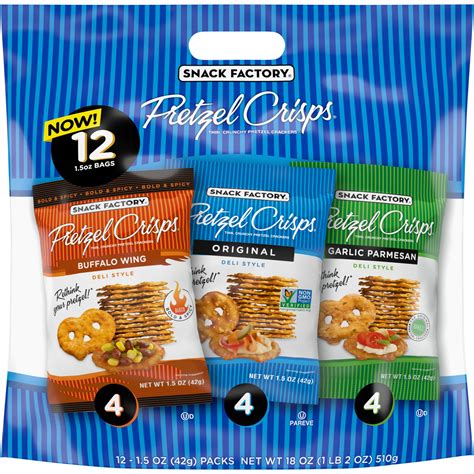 Snack Factory Pretzel Crisps Variety Pack, Individual 1.5 Oz Snack ...