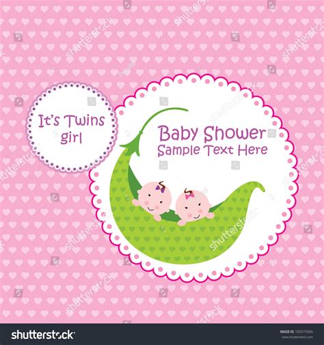 Baby Arrival Announcement Card Twin Baby Stock Vector (Royalty Free ...