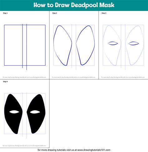 How to Draw Deadpool Mask (Deadpool) Step by Step | DrawingTutorials101.com