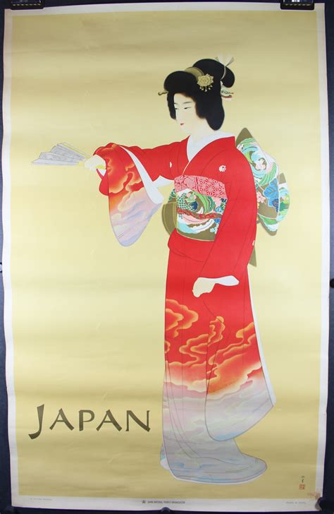 JAPAN, Original Japanese Geisha Vintage Travel Poster - Original Vintage Movie Posters