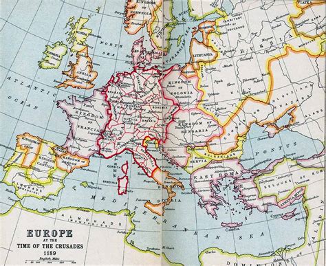 Political Medieval Maps - Europe at the Time of the Crusades