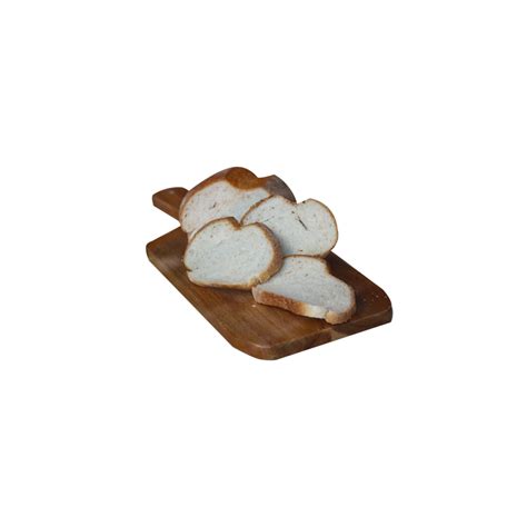 Wooden cutting board with slices of bread 34758969 PNG