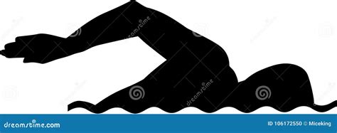 Silhouette Of Swimming Sportsman Isolated On White Background. Vector ...