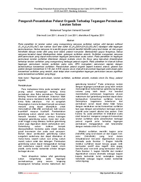 (PDF) Pengaruh Penambahan Pelarut Organik Terhadap Tegangan Permukaan ...