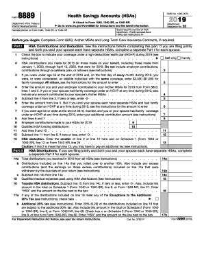 IRS 8889 2019 - Fill out Tax Template Online