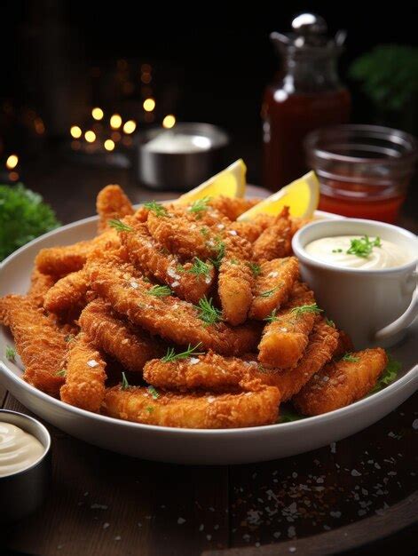 Premium Photo | Crispy chicken strips with dipping sauce