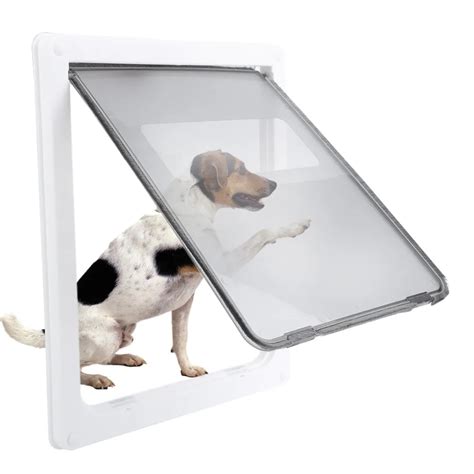 17inch Large Dog Door ABS White Safe Pet Door For Large Medium Dog Freely In and Out Home Gate ...