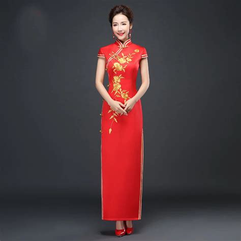 Slim Long Cheongsam Dress Chinese Traditional Dress Female Cheongsam ...