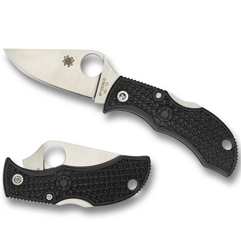 NEW SPYDERCO MANBUG LIGHTWEIGHT BLACK PLAIN BLADE FOLDING KNIFE MBKP ...