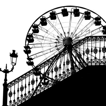 Black Silhouette Of Ferris Wheels Stair Fence, Attraction, Big, Carnival PNG Transparent Image ...