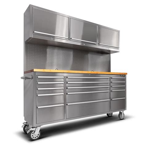 Daytona D153SS 72" Stainless Steel Mobile Work Bench with 15 Drawers Tool Chest & 3 Door Cabinet