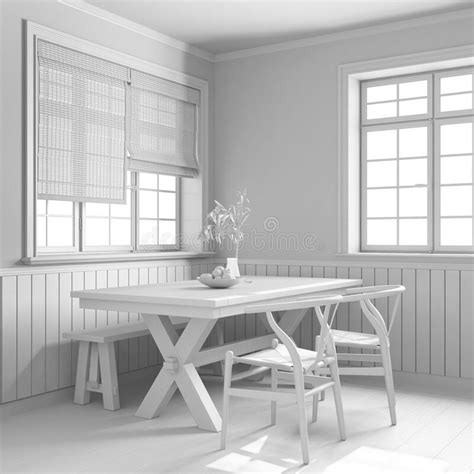 Total White Project Draft, Farmhouse Wooden Dining Room. Rustic Table with Chair and Bench ...