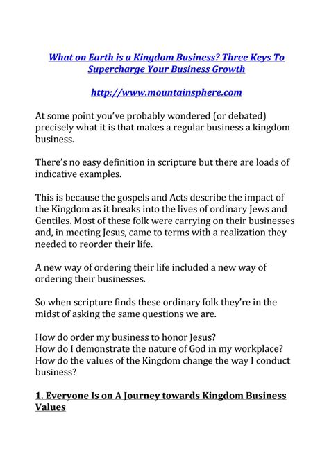 What is a Kingdom Business? Three keys to Supercharge Your Business Growth by kingdombusiness ...