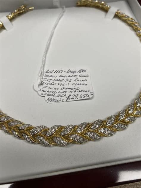 18KT Y/W/GOLD 15+CT VVS DIAMOND NECKLACE | Live and Online Auctions on HiBid.com