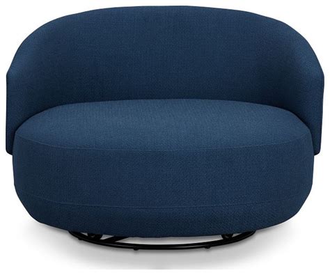 Chrisley Dark Blue Fabric Swivel Accent Chair