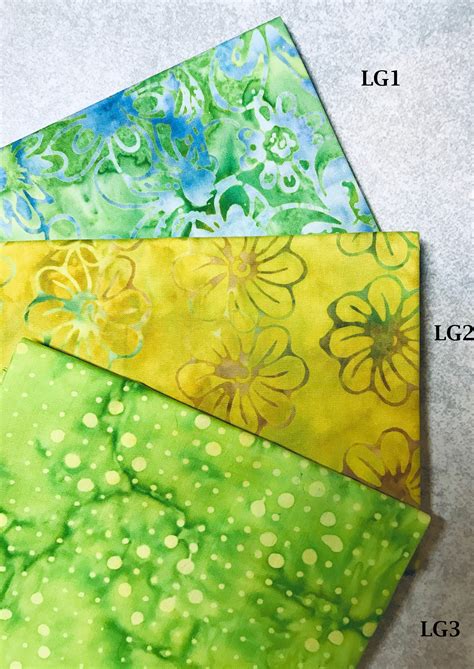 Light Green Batik Fabrics Colorful Batik Fat Quarters - Etsy