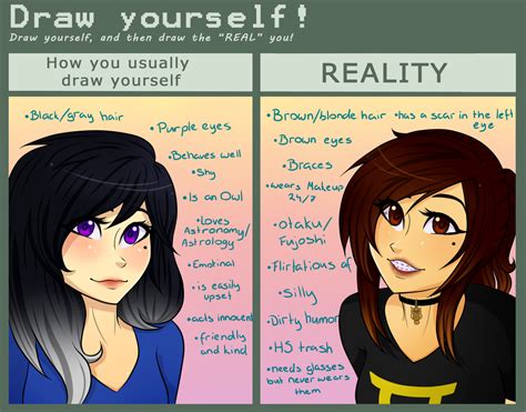 draw yourself challenge by trappedOwl on DeviantArt