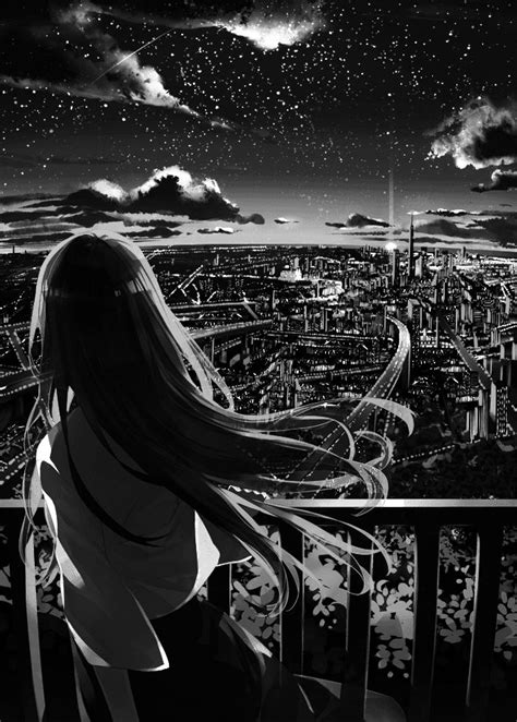 🔥 Download Animenight Anime Scenery Background Black And White by @angelaray | Black And White ...