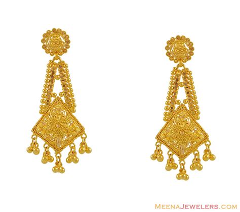 22K Gold Earrings - ErEx7571 - 22Kt Gold Fancy Earrings with filigree ...