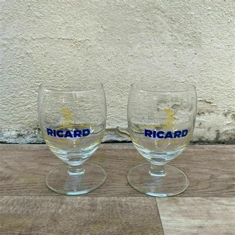 2 French Ricard Anisette Pastis Glasses With Sunburst Motif - Etsy