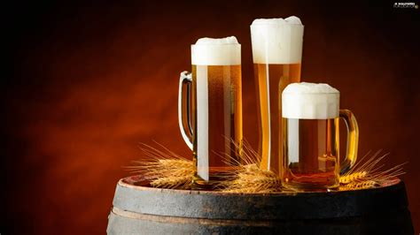 Mugs, wheat, barrel, Beer - For desktop wallpapers: 2560x1440