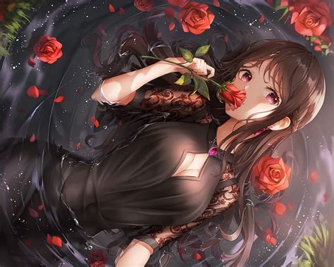 1366x768px, 720P free download | :), red, water, lunacle, girl, rose ...