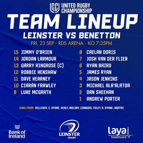 Leinster lineup for Friday's game against Benetton : r/rugbyunion