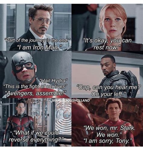 the avengers movie scene with captain america, iron man and spider - man texting