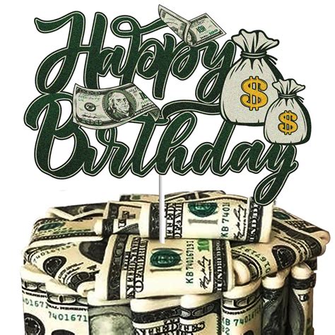 Buy Dollar Happy birthday Cake Topper Dollar Bill Sign Money Cake ...