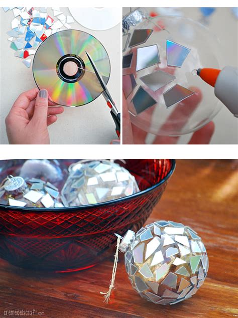 Christmas DIY CD Ornaments I am going to do this with a bisque gazing ball. Diy Christmas ...