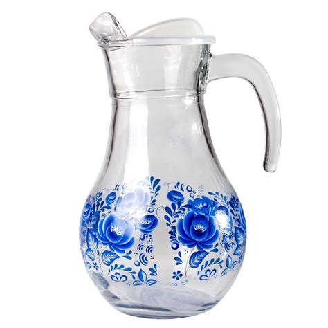 Elegant Water Pitcher Decorative Serving Pitcher Durable 1.9 Qt Clear Glass Pitcher with Lid For ...