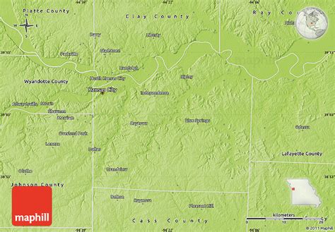 Physical Map of Jackson County