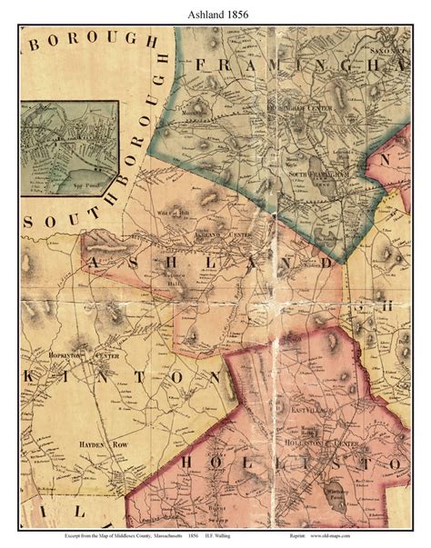 Ashland, Massachusetts 1856 Old Town Map Custom Print - Middlesex Co. - OLD MAPS