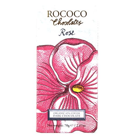 Rococo Rose Organic Dark Chocolate Artisan Bar 70g - Rococo Chocolates
