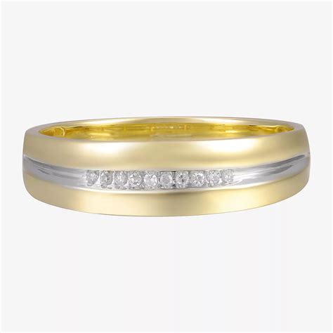 Mens Diamond-Accent 10K Yellow Gold Wedding Band - JCPenney