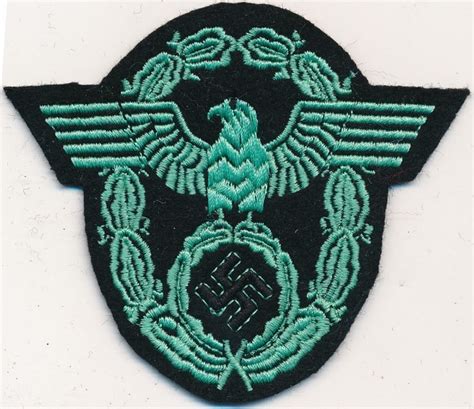 Ordnungspolizei Order Police sleeve eagle WWII German on black wool ...