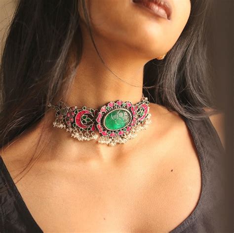 Stone Kundan And Pearl Choker Necklace - South India Jewels