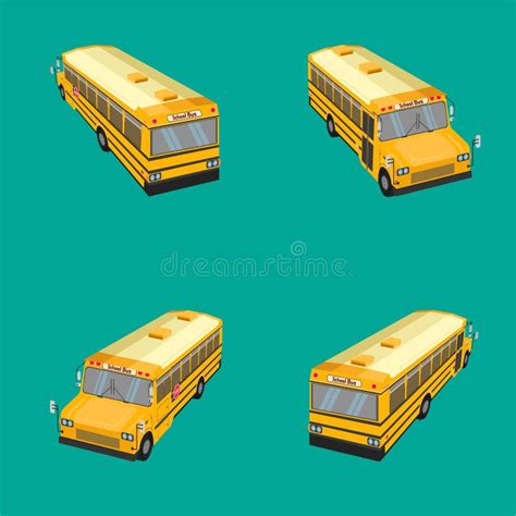 3d Top View the School Bus. Flat Design Style. Learning Time with ...