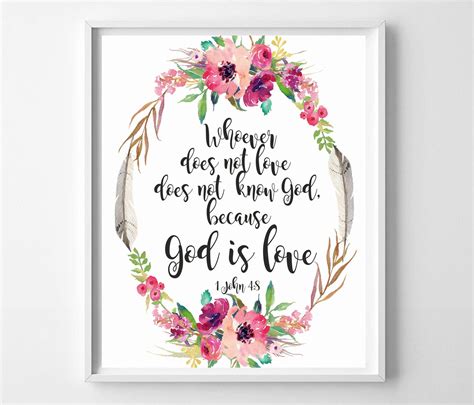 Bible Verse 1 John 4:8 God is Love Printable Bible Quotes | Etsy