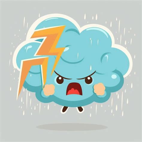 Premium AI Image | cartoon cloud with lightning and thunder in the sky ...