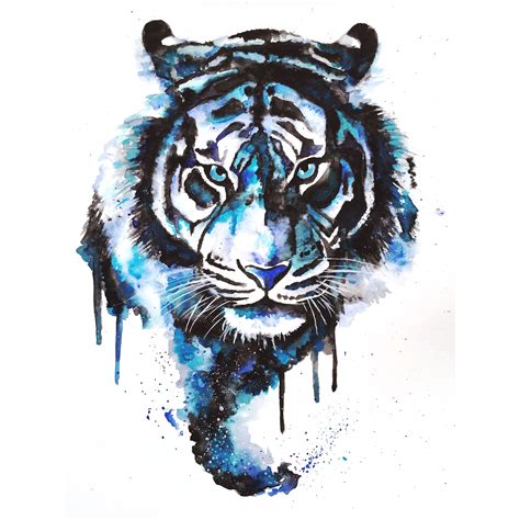 Blue Tiger #drawing #painting #art #watercolor | Watercolor tiger, Tiger tattoo design, Tiger art