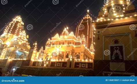 Birla Temple stock image. Image of view, night, birla - 136810021