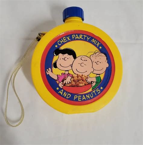 VINTAGE CHEX PARTY Mix and Peanuts Plastic Canteen Lucy Linus Charlie Brown $6.99 - PicClick