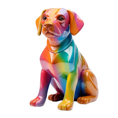 AI generated A colorful dog statue sitting on a white surface 34965323 PNG
