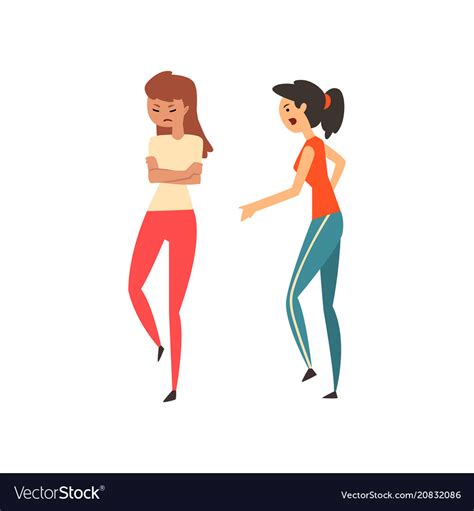 Two angry girls arguing with each other hard Vector Image