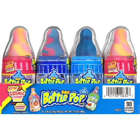 Baby Bottle Pop Original, Assorted Flavors Lollipops with Powdered Candy, .85oz, 20 Count ...