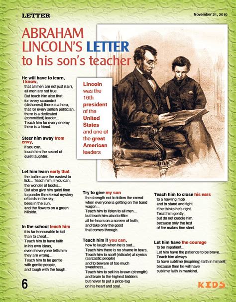 Lincoln's letter to his son's teacher | Letter to teacher, Lincoln ...