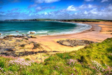 Harlyn Bay Beach North Cornwall England Uk Near Padstow And Newquay In Colourful Hdr Photograph ...