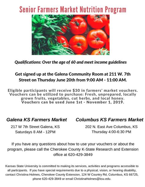 Senior Farmers Market Nutrition Program – City of Galena, Kansas