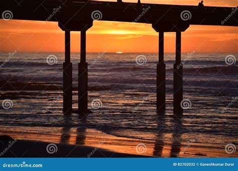 Ocean Beach Pier Sunset stock photo. Image of long, beach - 82702032